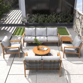 Direct Wicker 6-Piece Patio Conversation Set with Cushions and Coffee Table, Solid Acacia Wood Outdoor Sectional Sofa Direct Wicker 6-Piece Patio Conversation Set with Cushions and Coffee Table, Solid Acacia Wood Outdoor Sectional Sofa