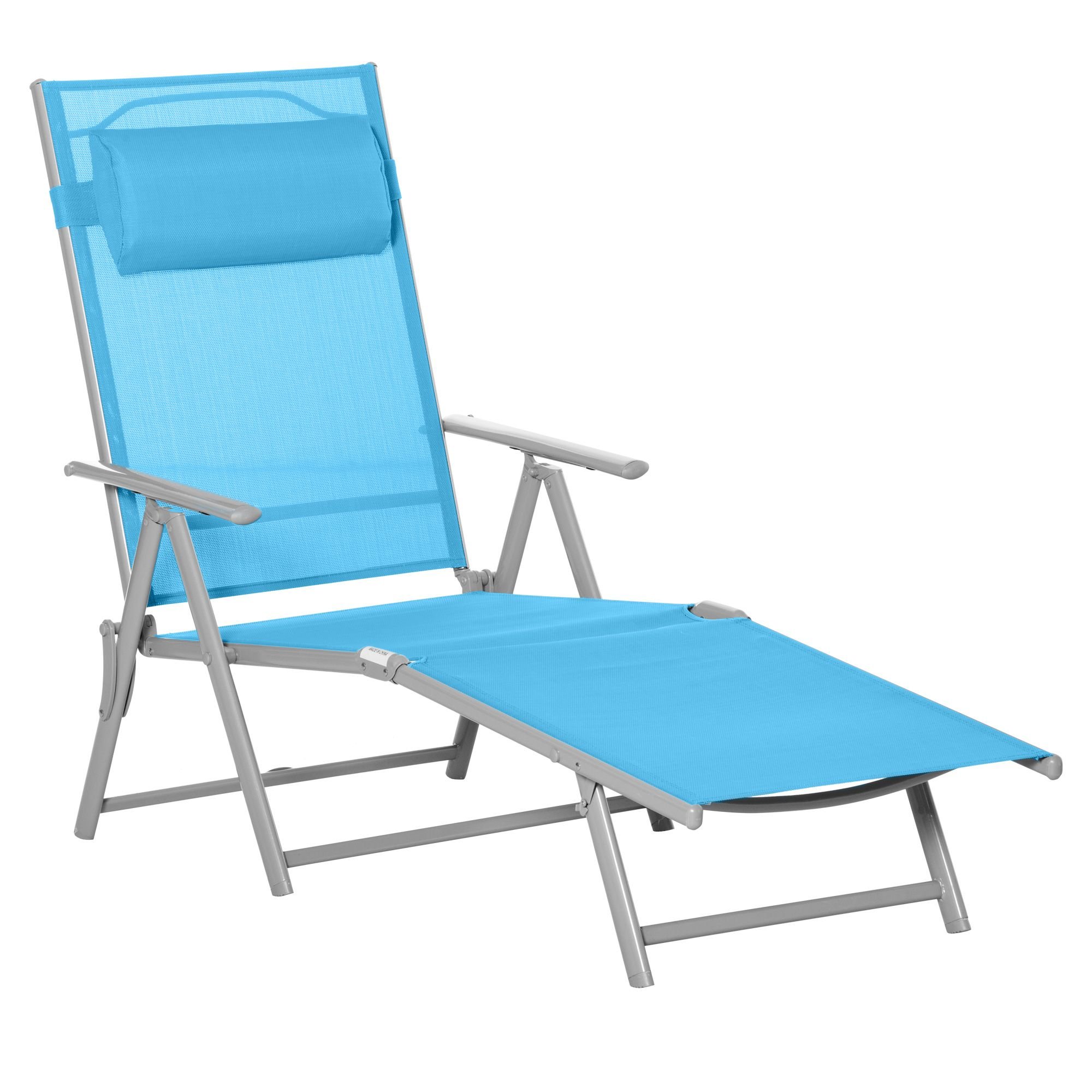 Outsunny Outdoor Folding Lounge Chair, 7-Position Adjustable Zero Gravity Lounge Chair with Pillow, Portable Reclining Tri-Fold Chaise for Beach Outsunny Outdoor Folding Lounge Chair, 7-Position Adjustable Zero Gravity Lounge Chair with Pillow, Portable Reclining Tri-Fold Chaise for Beach